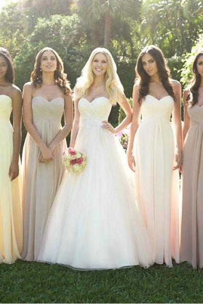 Sweetheart Simple Long Bridesmaid Dresses,A Line Bridesmaid Dress, Cheap Bridesmaid Dress,Empire Waist Prom Dress