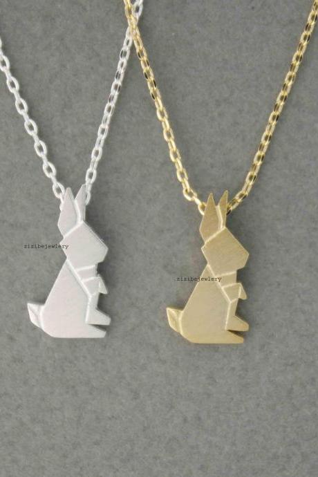 Cute Origami Rabbit Pendant Necklace In 2 Colors, N0498g