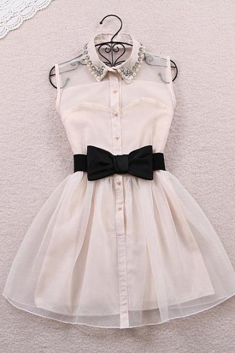 2015 fashion summer Pearl Diamond Vest Dress Slim Little Dress