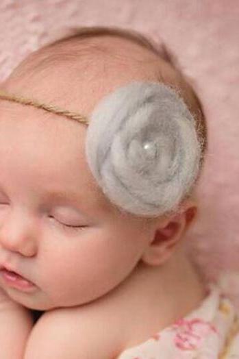 Wool Headpiece for Newborn Girls Props Photography Props Gray Flower Headband Wedding Tiara