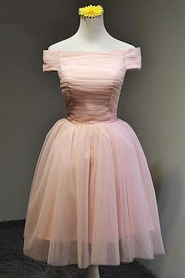 Cute Tulle Light Pink Short Prom Dresses, Light Pink Graduation Dresses, Homecoming Dresses, Short Prom Dresses