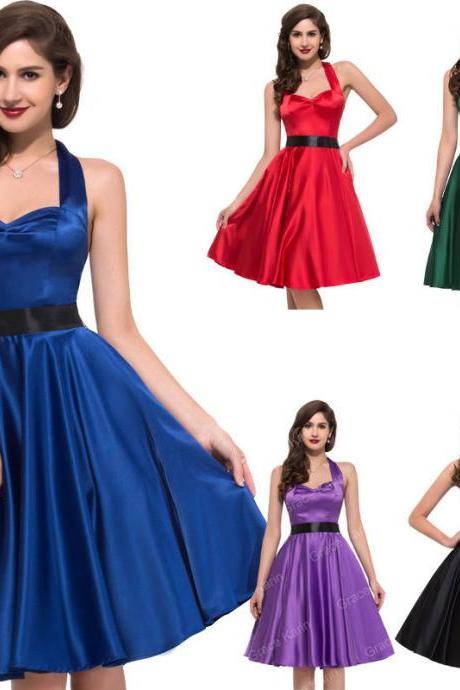 VINTAGE 50'S ROCKABILLY FORMAL PARTY EVENING PROM GOTH PIN UP CIRCLE FLARE DRESS
