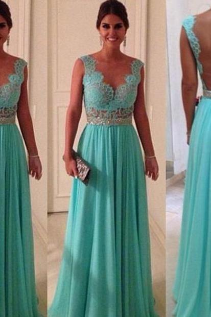 Off The Shoulder Open Back Light Bule Lace Chiffon Long Prom Gowns,Backless Deep V Neck Sexy Prom Dress,Formal Women Prom Dresses