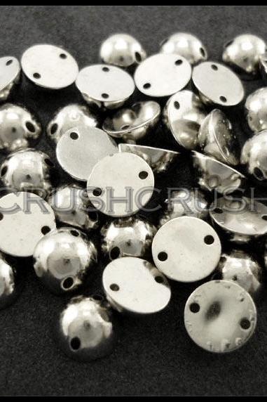 200pcs 8mm Silver Acrylic Half Round Beads Sewing Sew on Decoration F583