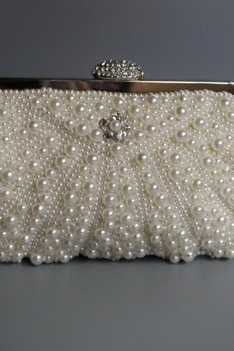 High-grade pearl bag handbag, bride handbag,wedding bag,party handbag,beaded wedding bag(NB10028)