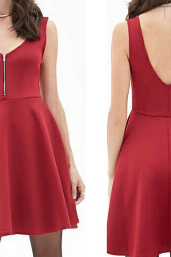 Fashion V-neck zipper halter dress AX52204ax