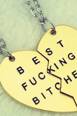New Style Fashion Broken Heart 2 Parts Gold Best Bitches Necklaces & Pendants,Jewelry For Women,Best Gift for Friends