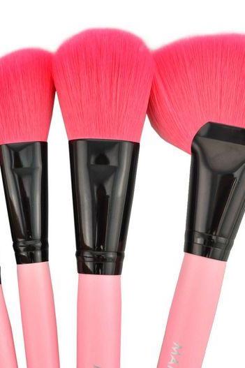 High Quality 24 Pcs/Set Makeup Brush Cosmetic Set Kit Packed In High Quality Leather Case - Pink
