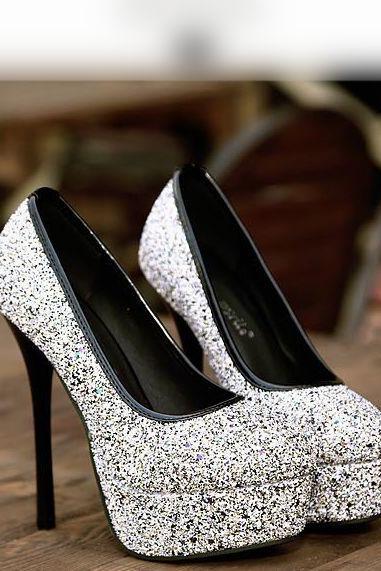 Elegant Round Toe Black High Heels Fashion Shoes