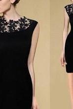 Summer Black Sexy Womens Evening Party Lace Dress