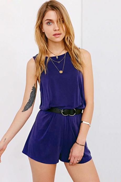 Loose Casual Short Backless Jumpsuit