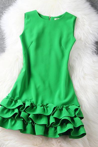 Flouncing Sleeveless Chiffon Mini Summer Dress