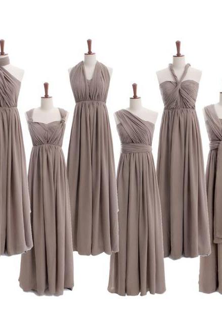 Custom Made Gray Convertible Evening Dress, Mismatched Bridesmaid Dresses, Bridal Collection, Prom Dresses