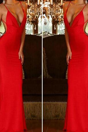 Gorgeous Red Low Back Mermaid Dress VG52606MN