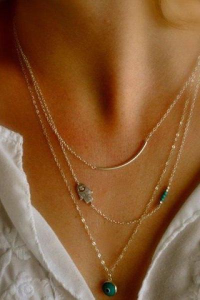 Dazzling Kallaite Embellished Multi-layered Necklace For Women