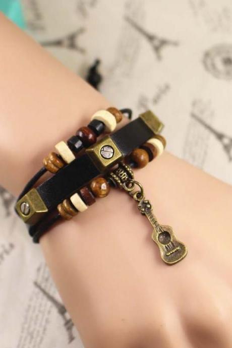 Guitar Leather Bracelet, Multilayer Bracelet, Gifts For Her, Gifts For Him, Birthday Gifts