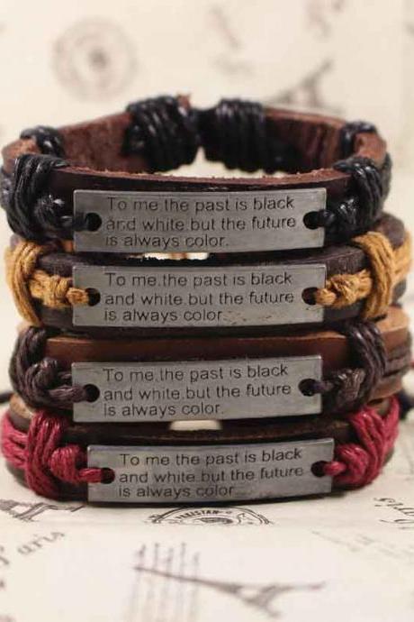 Motto Leather Bracelet, Vintage Bracelet, Gifts For Her, Gifts For Him, Birthday Gifts