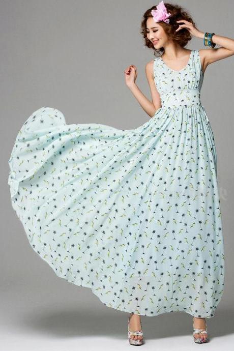 Summer Long Printing Chiffon Dress 