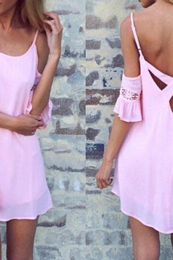 Sexy Sling Strapless Pink Dress We53004po