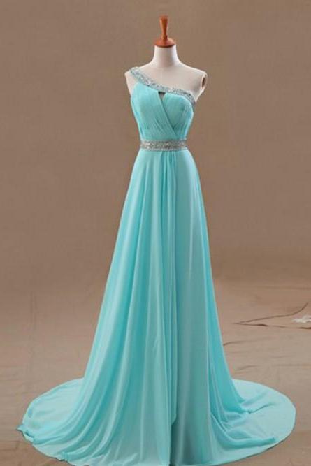 Pretty Simple One Shoulder Chiffon Prom Dresses, Bridesmaid Dresses, Prom Gowns, Evening Dresses