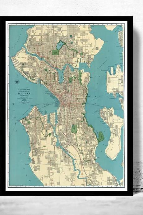 Old Map of Seattle Washington 1924