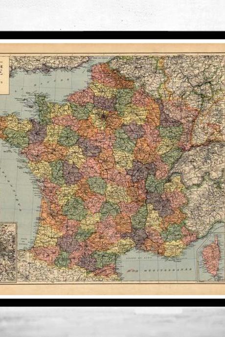 Old Map of France 1919