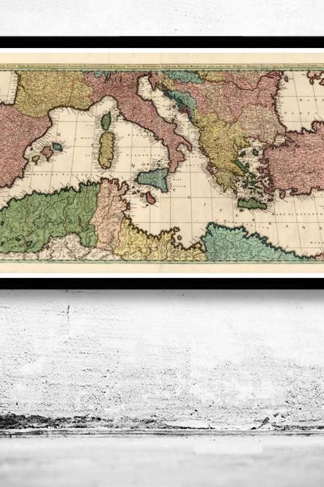 Old Map of Mediterranean Sea 1700