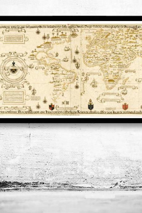 Beautiful World Map 1529 Antique Map