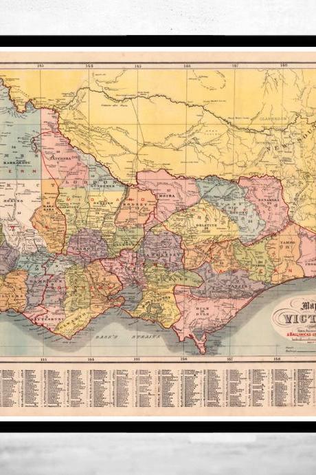 Old Map of Victoria Australia Oceania 1890
