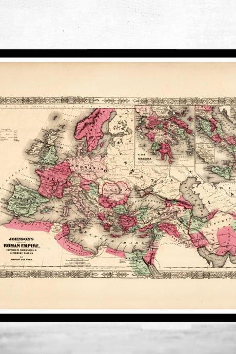 Old Map of Mediterranean Sea 1865