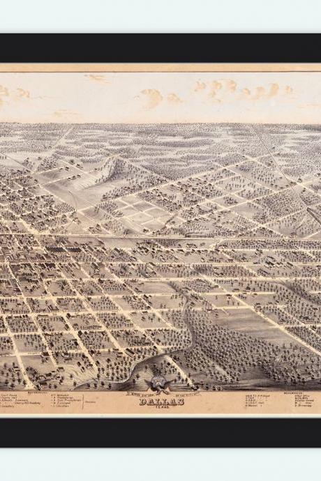 Dallas, Texas Old Panoramic View 1872