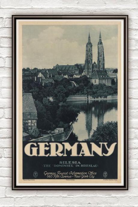 Vintage Poster of Germany Silesia Breslau, Travel Poster Tourism 1930-40