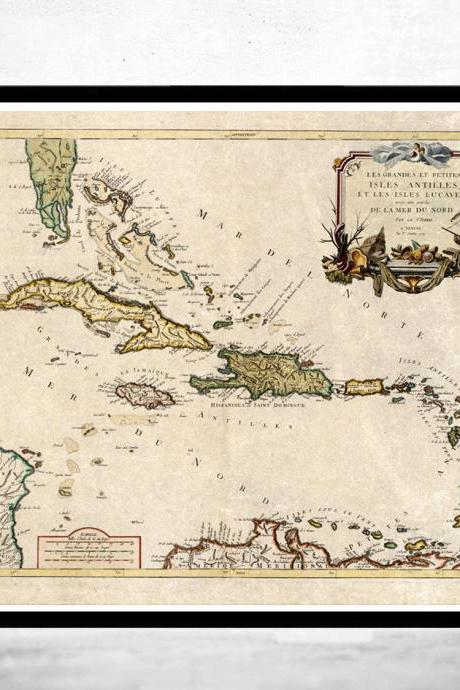 Old Map of Antilles Bahamas, Bahama Islands 1779