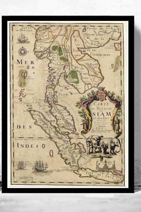 Old Map of Thailand, Old Siam 1686