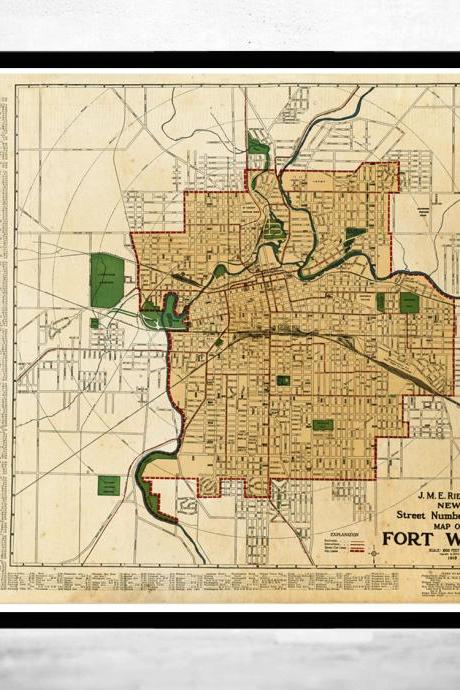Old Map Fort Wayne Indiana 1919