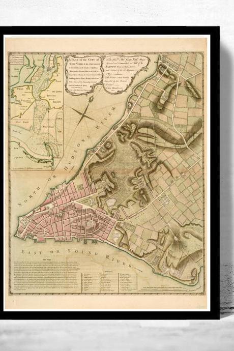 Old Map of ancient New York and Manhattan, 1775
