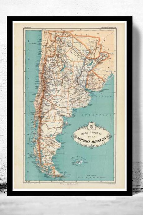 Old Map Argentina Antique map 1888