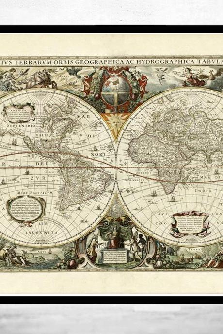 Old World Map Antique 1641