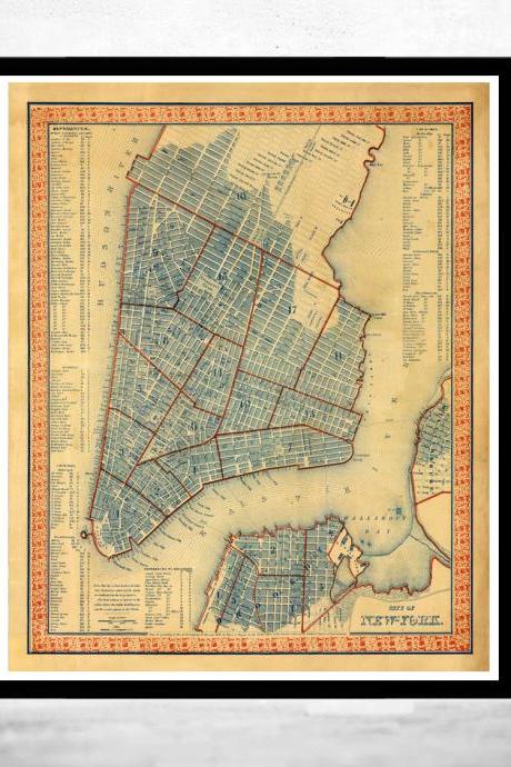 Old Map of New York, 1846 Manhattan