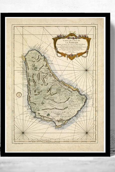 Old Map of Barbados Antilles 1787
