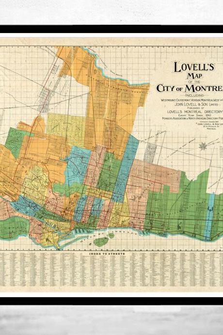 Old Map of Montreal, Canada 1920 Vintage Montreal map