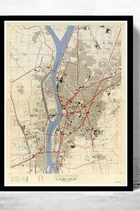 Vintage Map of Cairo Egypt Vintage Map