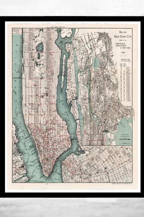 Old Map of New York 1897 Manhattan