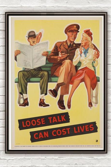 Vintage War Poster loose talk can cost lives (4) 1942