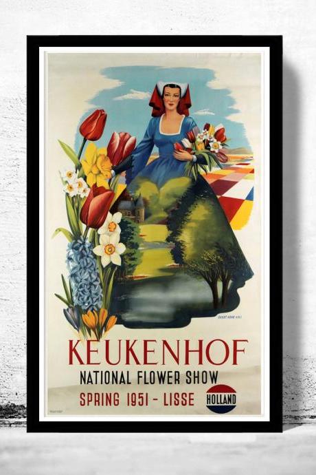 Vintage Poster of Holland Netherlands, National Flower Show 1951