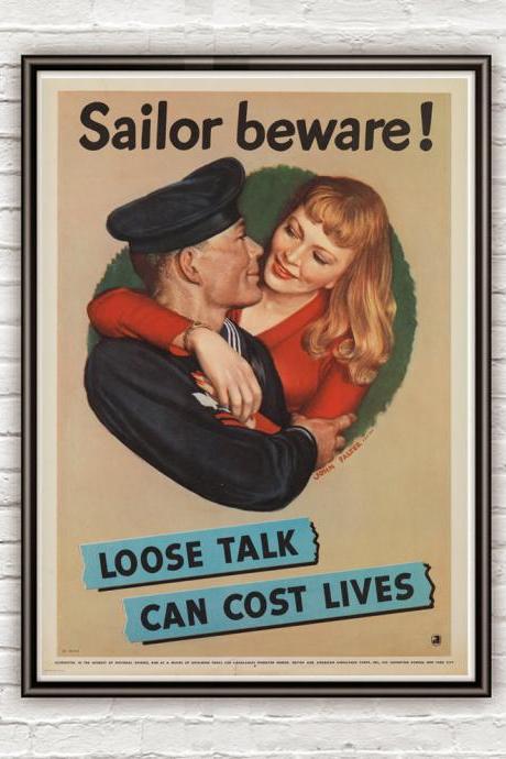 Vintage War Poster sailor beware 1942