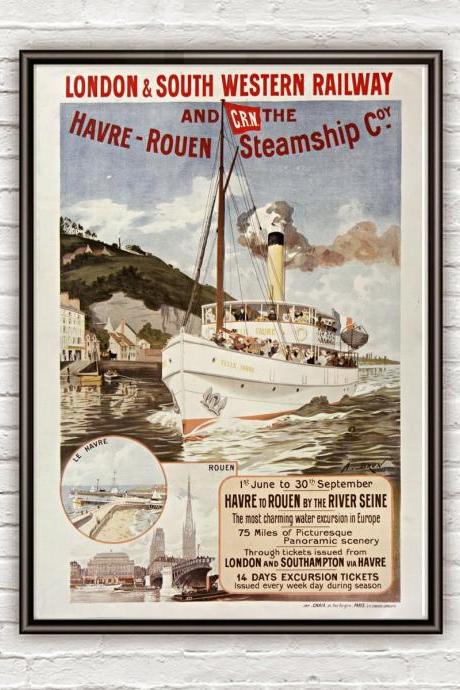 Vintage Poster London Havre Rowen Western Railway , 1895