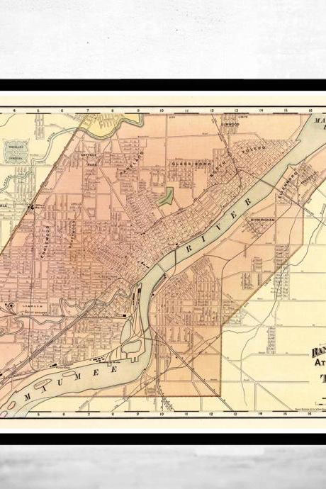 Old map of Toledo Ohio 1892