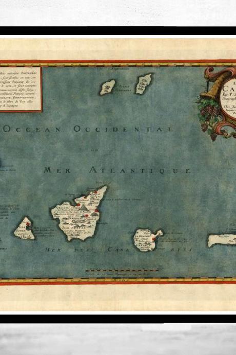 Old Map Canary Islands 1653 Canarias