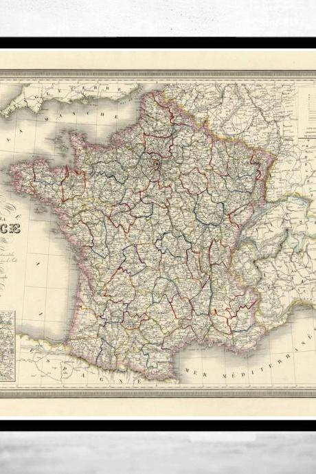 Old Map Of France 1835